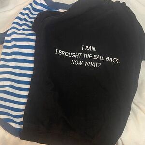 Black graphic and blue striped dog t shirts med to lg 1 pre owned the black new